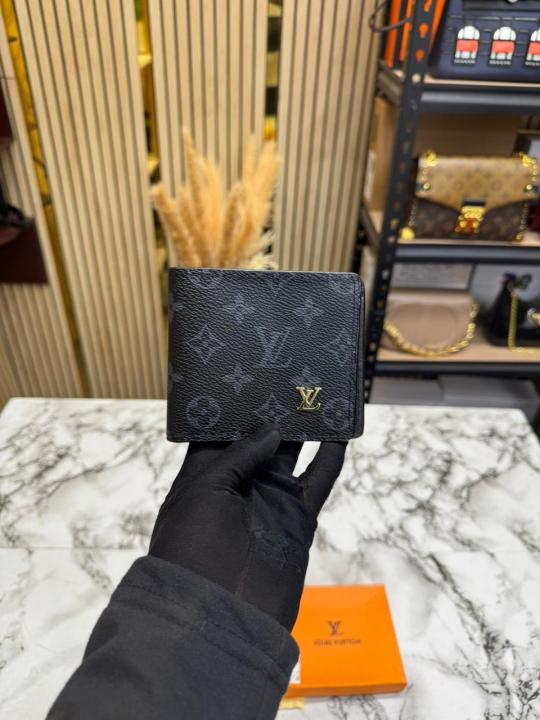 Loui_s Vuitton Lv Logo Black Monogram Wallet With Box (60223)