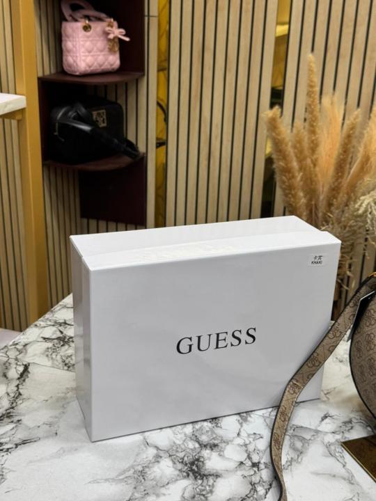 Guess Signature Crescent Hobo Shoulder Bag With Gold Chain (Stone Beige)