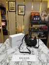 Guess Signature Crescent Hobo Shoulder Bag With Gold Chain (Stone Beige)