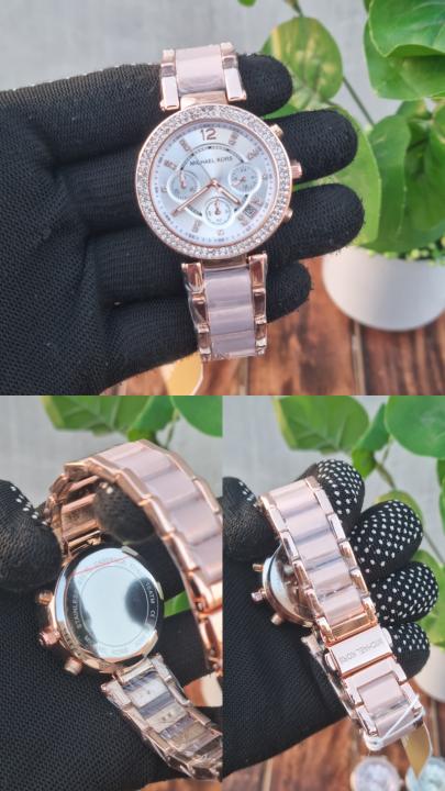 Michaeel Kors Women Chrono Pink White Dial AT360