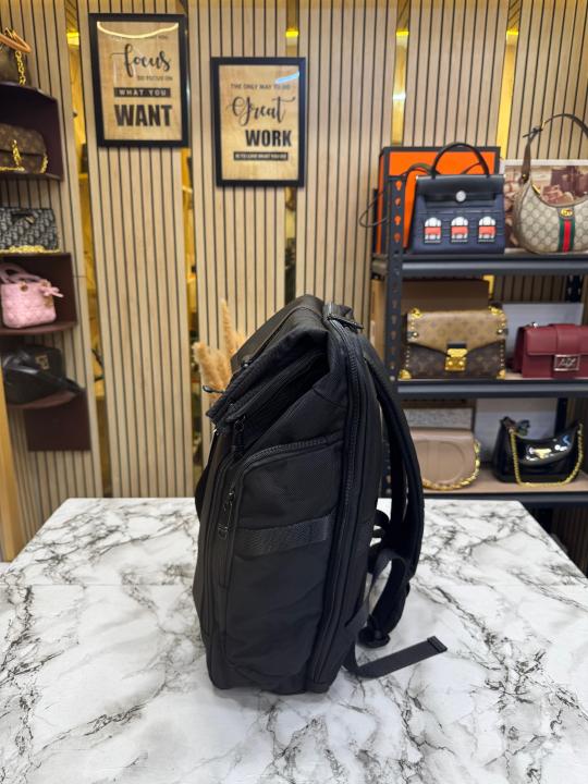 TUMI Alpha Bravo Navigation Roll-Top Backpack With Leather Trim (Black) (T85622)