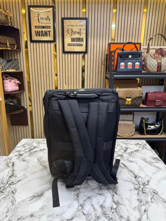 TUMI Alpha Bravo Navigation Roll-Top Backpack With Leather Trim (Black) (T85622)