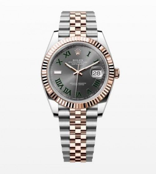 Rolex Date Just 41 Silver Rose Gold Wimbeldon Dial Semi ETA