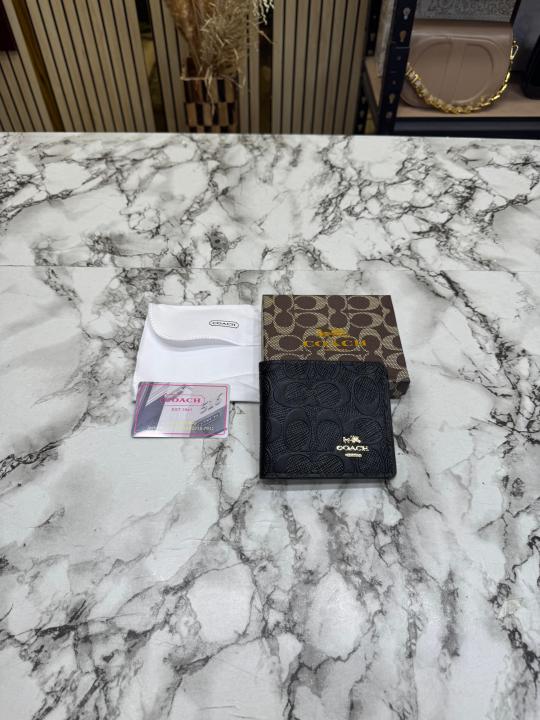 COAC_H EMBOSSED SIGNATURE WALLET WITH BOX AND DUST BAG (BLACK-60223)