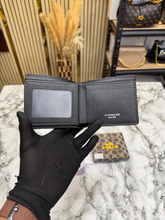 COAC_H EMBOSSED SIGNATURE WALLET WITH BOX AND DUST BAG (BLACK-60223)