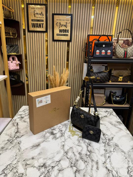 Coac_h Teri Combo Shoulder Bag In Signature Black Canvas Including Box (6675)