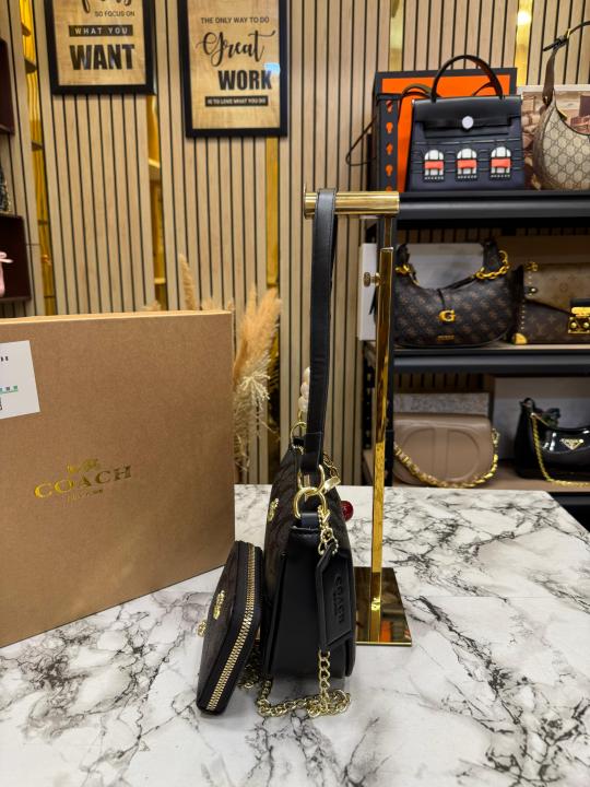 Coac_h Teri Combo Shoulder Bag In Signature Black Canvas Including Box (6675)
