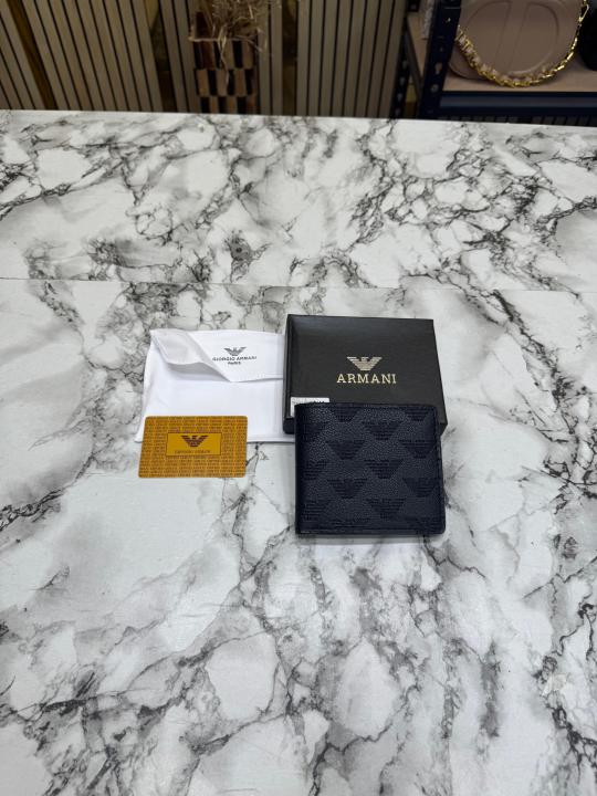 Giorgio Arma_i Embossed Leather Wallet With Box And Dust Bag (60223-Black)