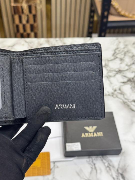 Giorgio Arma_i Embossed Leather Wallet With Box And Dust Bag (60223-Black)