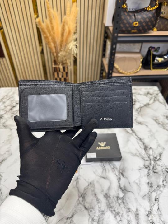 Giorgio Arma_i Embossed Leather Wallet With Box And Dust Bag (60223-Black)