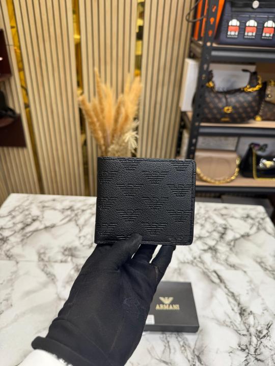Giorgio Arma_i Embossed Leather Wallet With Box And Dust Bag (60223-Black)