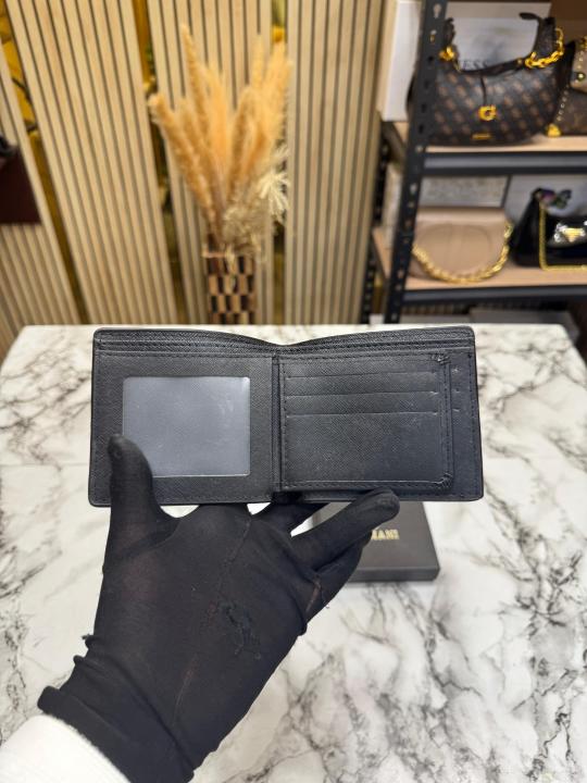 Giorgio Arma_i Embossed Leather Wallet With Box And Dust Bag (60223-Black)