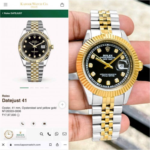 rolex_date just tow tone Black Diamond face F183