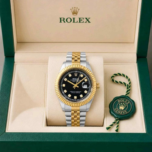 rolex_date just tow tone Black Diamond face F183