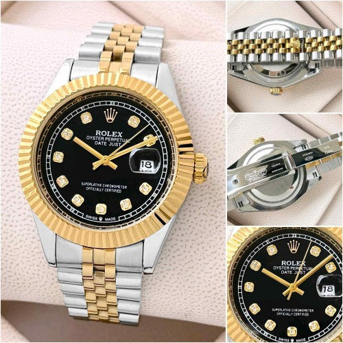 rolex_date just tow tone Black Diamond face F183