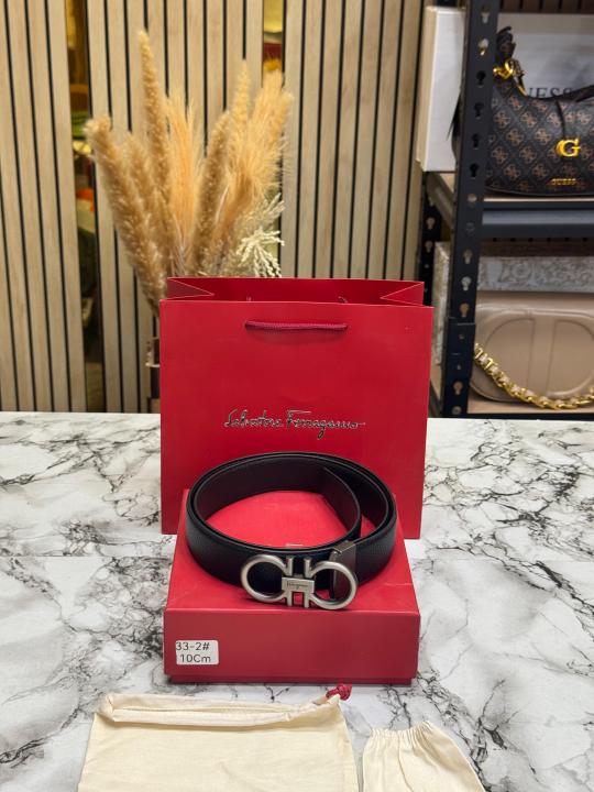 Salvatore_Ferragamo initials Buckle Leather Belt Premium Quality With Box Including Carry Bag (33-2)