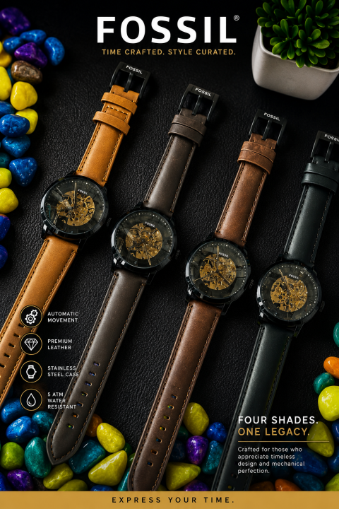 FOSIL TOWNSMAN B AUTOMATIC FULL_BLACK LEATHER BELT AT165