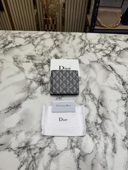 Christian Dio_r Signature CD Pattern Premium Wallet With Box And Dust Bag Including Card (Charcoal Grey)(60223)