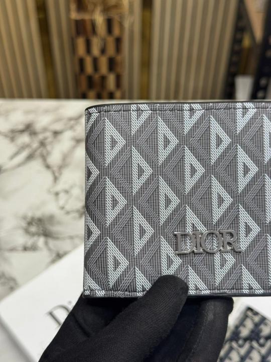 Christian Dio_r Signature CD Pattern Premium Wallet With Box And Dust Bag Including Card (Charcoal Grey)(60223)
