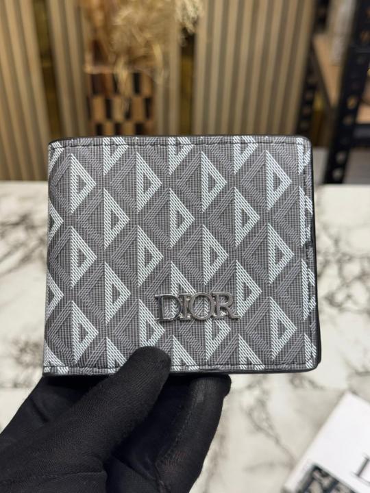 Christian Dio_r Signature CD Pattern Premium Wallet With Box And Dust Bag Including Card (Charcoal Grey)(60223)