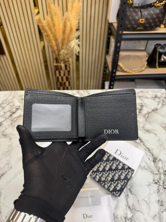 Christian Dio_r Signature CD Pattern Premium Wallet With Box And Dust Bag Including Card (Charcoal Grey)(60223)