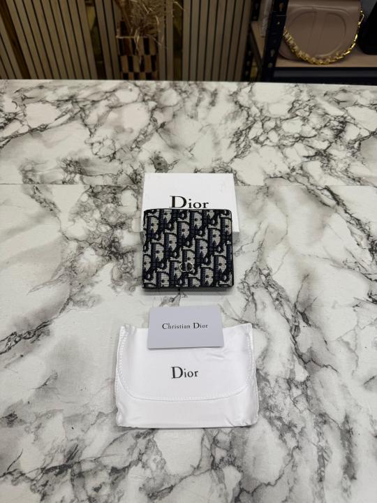 Christian Dio_r Signature CD Pattern Premium Wallet With Box And Dust Bag Including Card (Black)(60223)