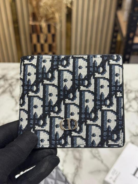 Christian Dio_r Signature CD Pattern Premium Wallet With Box And Dust Bag Including Card (Black)(60223)