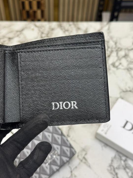 Christian Dio_r Signature CD Pattern Premium Wallet With Box And Dust Bag Including Card (Black)(60223)