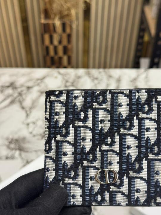 Christian Dio_r Signature CD Pattern Premium Wallet With Box And Dust Bag Including Card (Black)(60223)