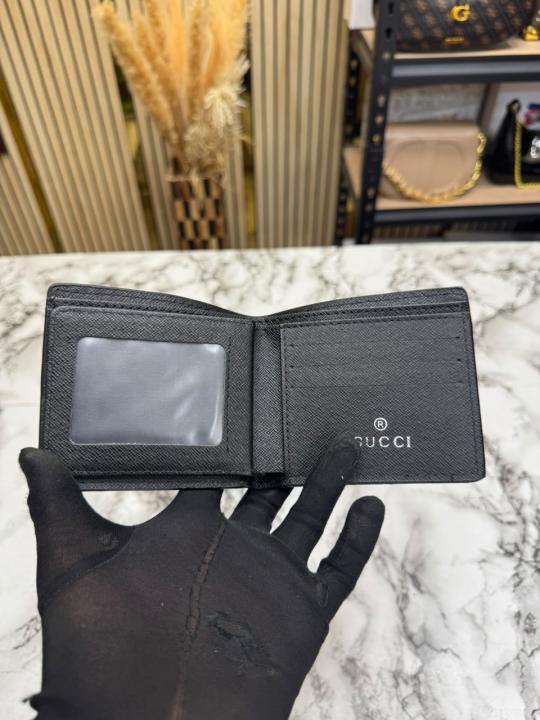 Gucc_i Signature GG Canvas Web Stripe Leather Trim Wallet (Black) (C4130)