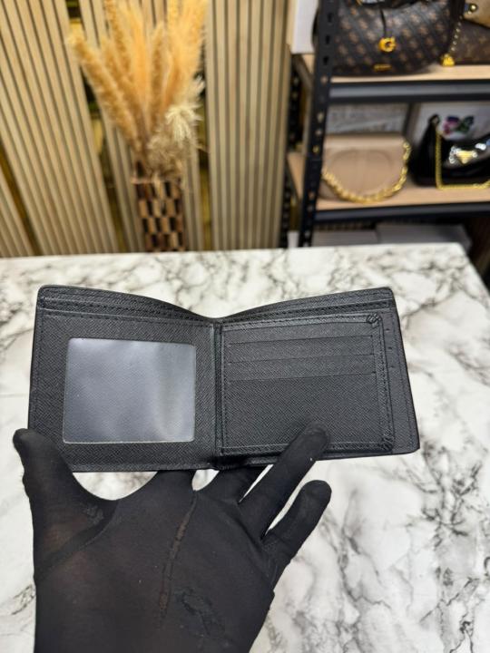 Gucc_i Signature GG Canvas Web Stripe Leather Trim Wallet (Black) (C4130)