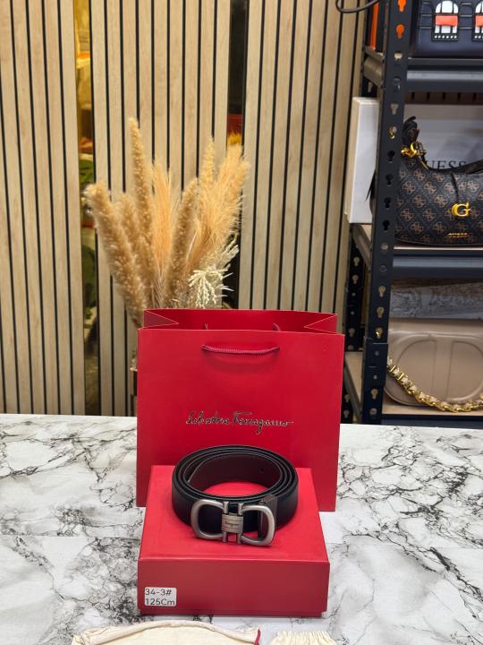 Salvatore_Ferragamo Double Gancini Matte Buckle Formal Belt (34-3)