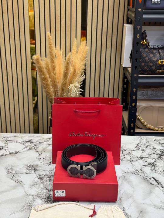 Salvatore_Ferragamo Double Gancini Matte Buckle Formal Belt (34-3)