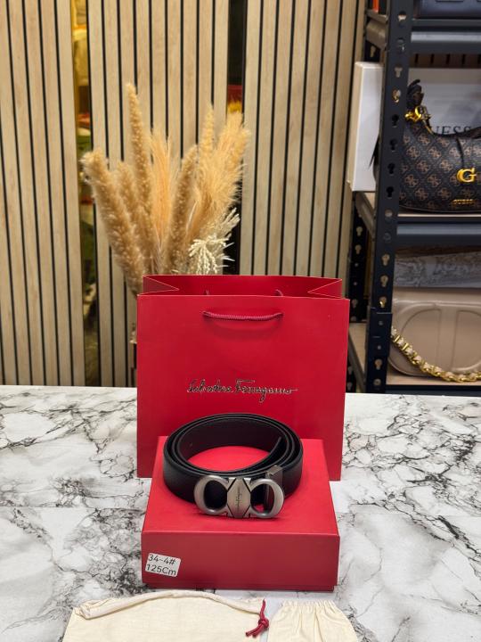 Salvatore_Ferragamo Double Gancini Matte Buckle Formal Belt (34-4)