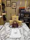 Coac_h Mini Boston Top Handle Crossbody Bag with Charm Chain With Box And Dust Bag (WINE-8080)