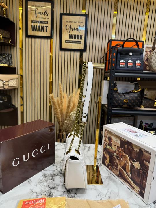 Gucc_i GG Marmont Premium Quality With Double Box And Dust Bag (White) (446744)