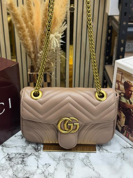 Gucc_i GG Marmont Premium Quality With Double Box And Dust Bag (Khaki) (446744)