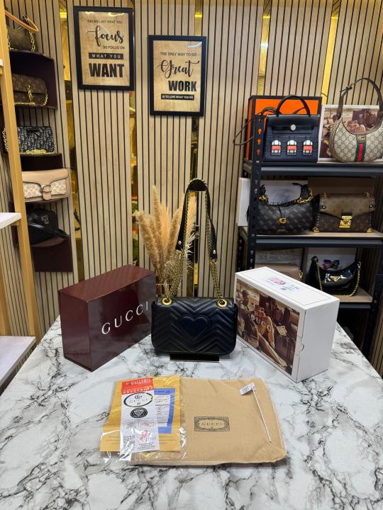 Gucc_i GG Marmont Premium Quality With Double Box And Dust Bag (Black) (446744)