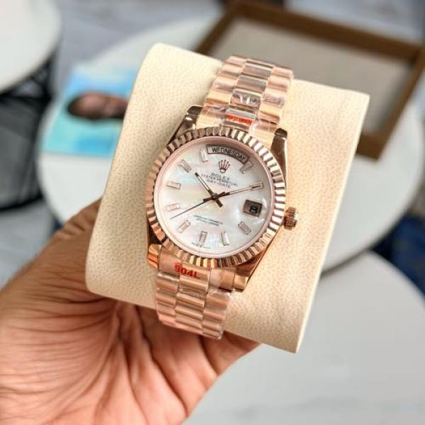 ROLE X OYSTER PERPETUAL DAY DATE  ZR ROSE WHITE MARBLE DIAL HVY 44
