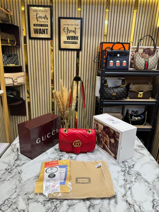 Gucc_i GG Marmont Premium Quality With Double Box And Dust Bag (Red) (446744)