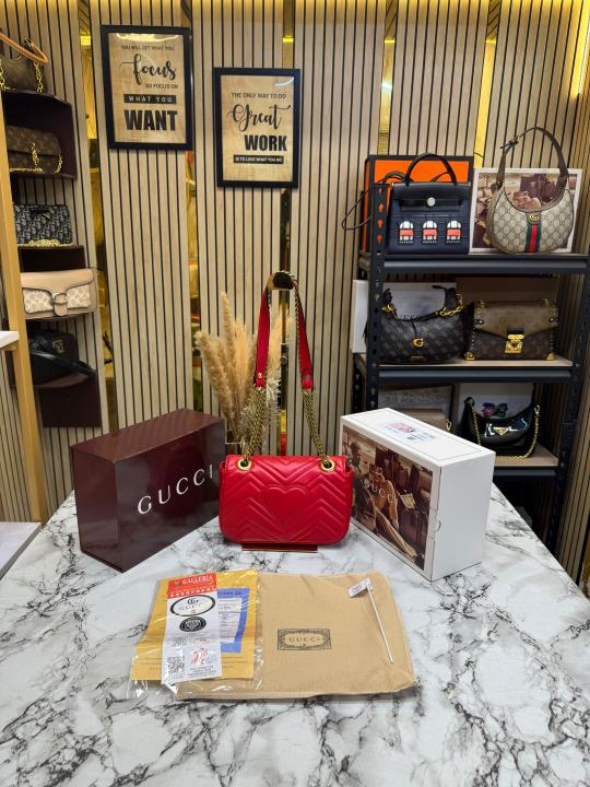 Gucc_i GG Marmont Premium Quality With Double Box And Dust Bag (Red) (446744)