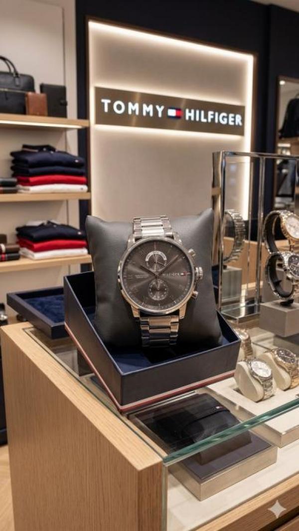 Tomm y hilfiger silver black chronograph working 122