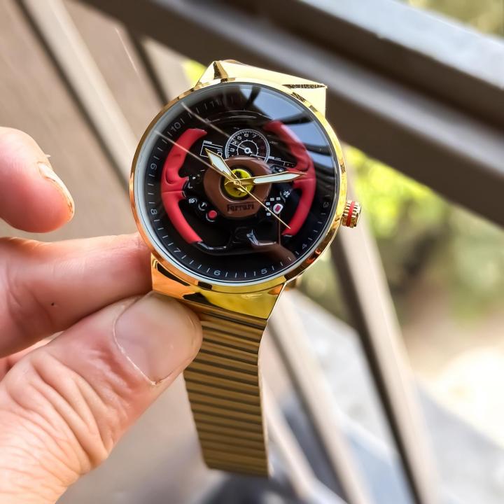 FERRARI MENS WATCH GOLD BLACK