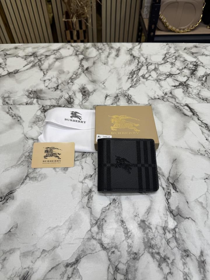 Burberr_y London Check Leather Bifold Wallet  Black