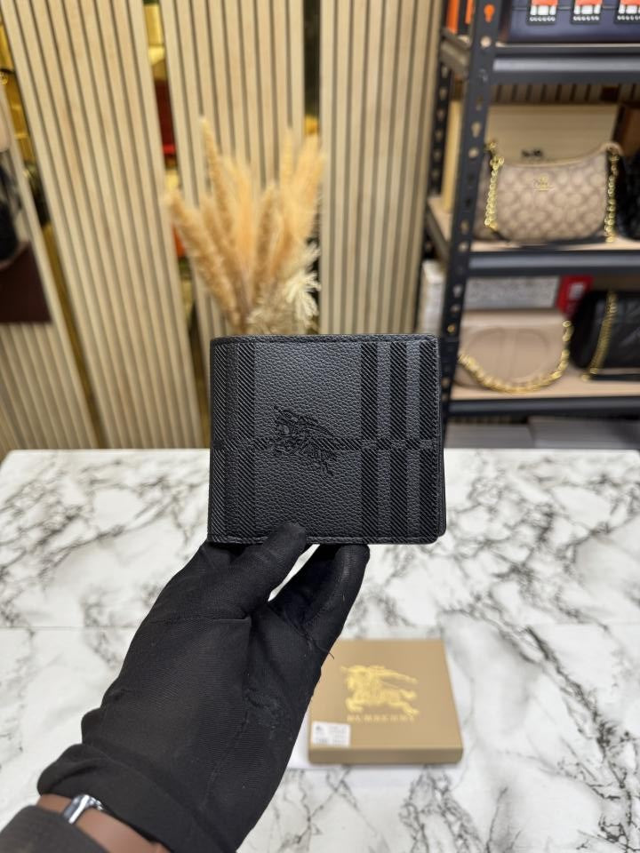 Burberr_y London Check Leather Bifold Wallet  Black