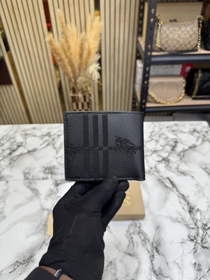 Burberr_y London Check Leather Bifold Wallet  Black
