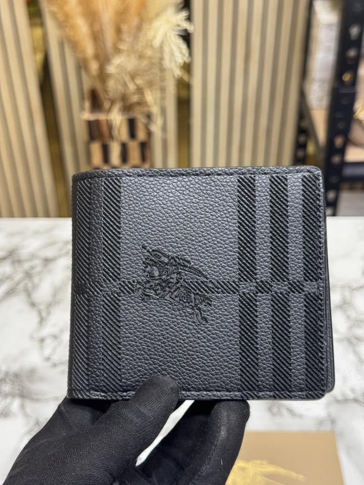 Burberr_y London Check Leather Bifold Wallet  Black