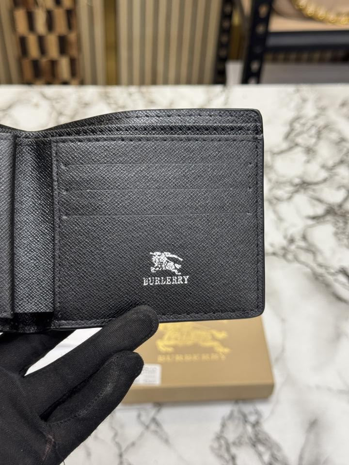 Burberr_y London Check Leather Bifold Wallet  Black