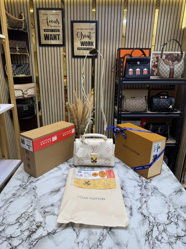 LOUI_S VUITTON MADELEINE BB LUXURY  HANDBAG WITH OG DOUBLE BOX PACKING PREMIUM QUALITY PRODUCT (M23678 -WHITE)