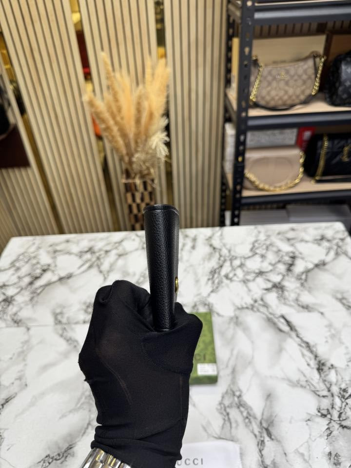 Gucc_i GG Marmont Leather Bifold Wallet With Og Box And Dust Bag  Black (C4124)